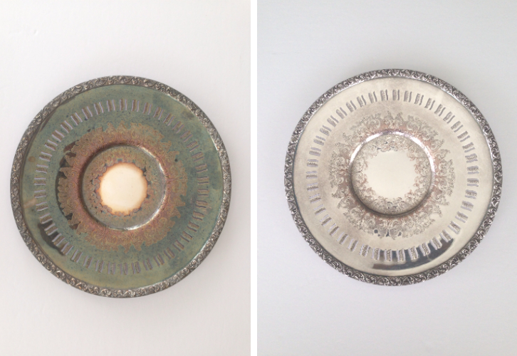 Silver plate before and after