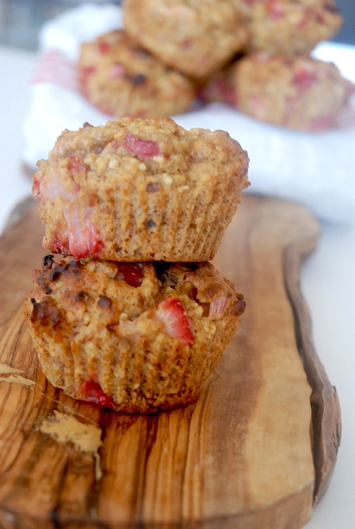 Strawberry Rhubarb Quinoa Muffins